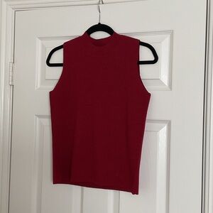 Eileen Fisher Sleeveless Mock Neck Tank - Deep Red